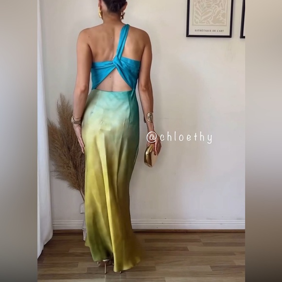 Zara ASYMMETRICAL SATIN EFFECT TIE DYE DRESS - Picture 7 of 13